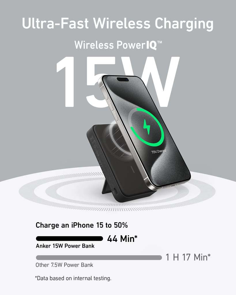 Anker MagGo Wireless Power Bank (10,000mAh, 15W, Qi2) with Display